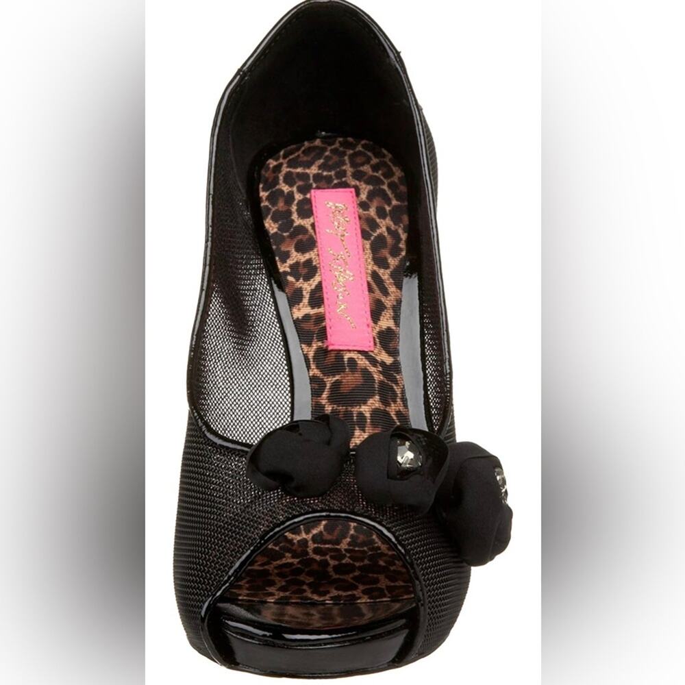 Betsey Johnson Women's Alexandra Open Toe Mesh Pumps Shoes Black Size 8.5 - Picture 3 of 13